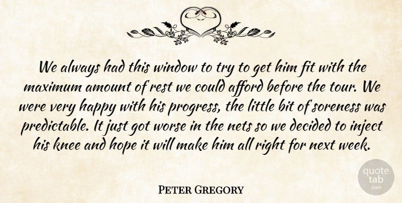 Peter Gregory Quote About Afford, Amount, Bit, Decided, Fit: We Always Had This Window...