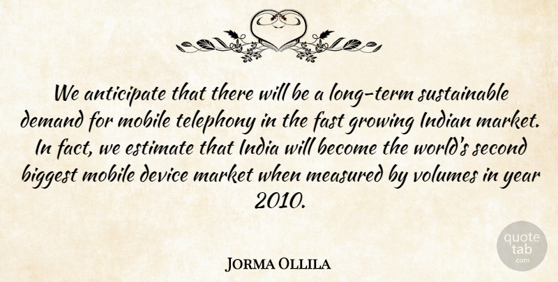Jorma Ollila Quote About Anticipate, Biggest, Demand, Device, Estimate: We Anticipate That There Will...