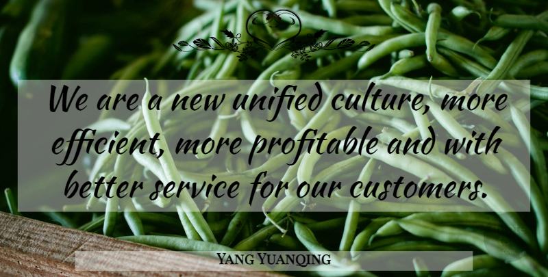 Yang Yuanqing Quote About Culture, Profitable, Service, Unified: We Are A New Unified...