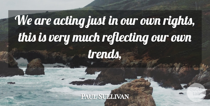 Paul Sullivan Quote About Acting, Reflecting: We Are Acting Just In...
