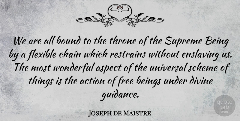 Joseph de Maistre Quote About Divine Guidance, Thrones, Action: We Are All Bound To...