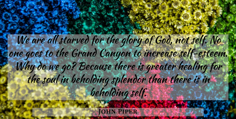 John Piper Quote About Self Esteem, Healing, Soul: We Are All Starved For...