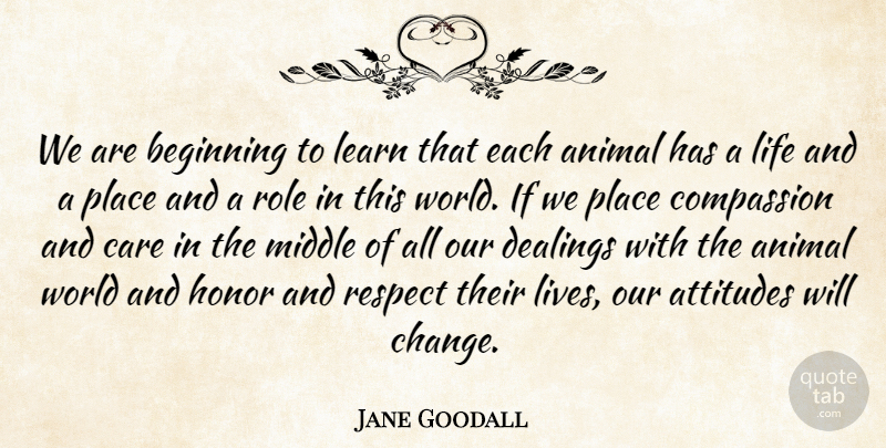 Jane Goodall Quote About Attitude, Compassion, Animal: We Are Beginning To Learn...