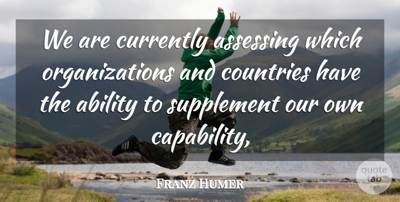Franz Humer Quote About Ability, Countries, Currently, Supplement: We Are Currently Assessing Which...