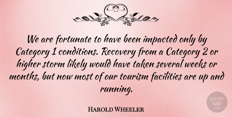 Harold Wheeler Quote About Category, Facilities, Fortunate, Higher, Likely: We Are Fortunate To Have...