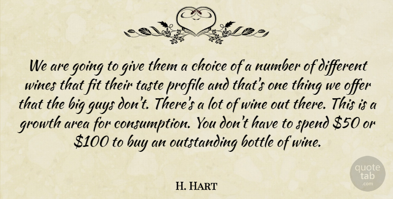 H. Hart Quote About Area, Bottle, Buy, Choice, Fit: We Are Going To Give...
