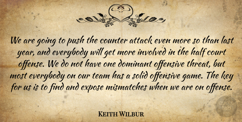 Keith Wilbur Quote About Attack, Counter, Court, Dominant, Everybody: We Are Going To Push...