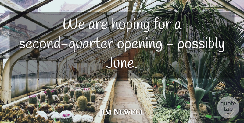 Jim Newell Quote About Hoping, Opening, Possibly: We Are Hoping For A...