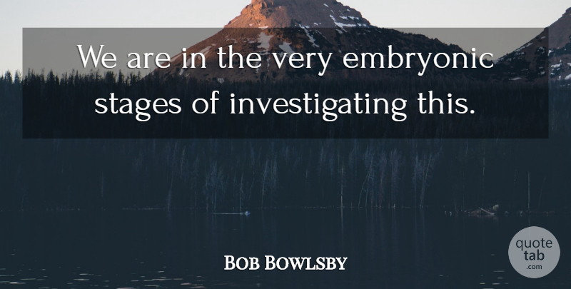 Bob Bowlsby Quote About Embryonic, Stages: We Are In The Very...