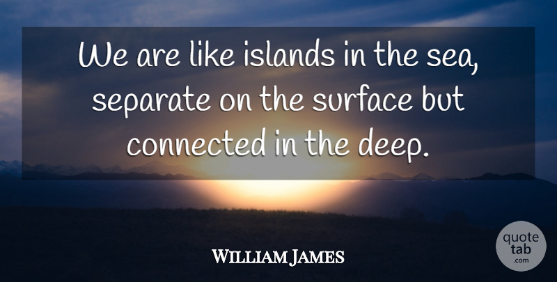 William James Quote About Love, Sea, Islands: We Are Like Islands In...