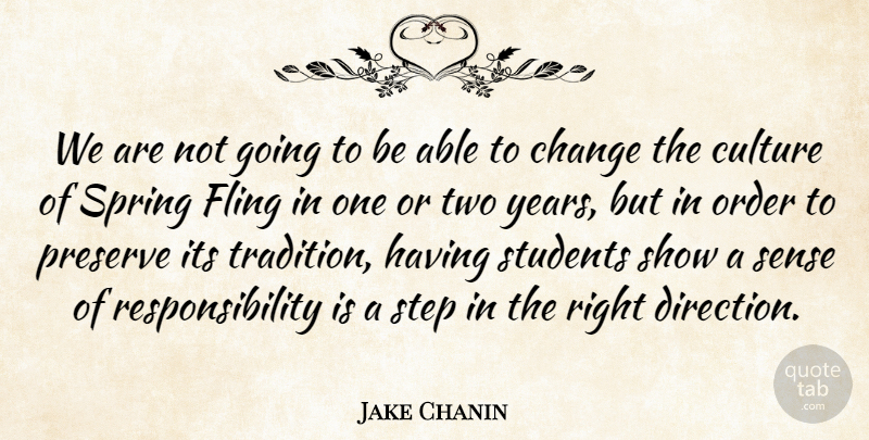 Jake Chanin Quote About Change, Culture, Fling, Order, Preserve: We Are Not Going To...