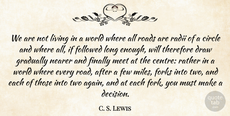 C. S. Lewis Quote About Circle, Draw, Few, Finally, Followed: We Are Not Living In...