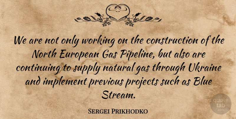 Sergei Prikhodko Quote About Blue, Continuing, European, Gas, Implement: We Are Not Only Working...