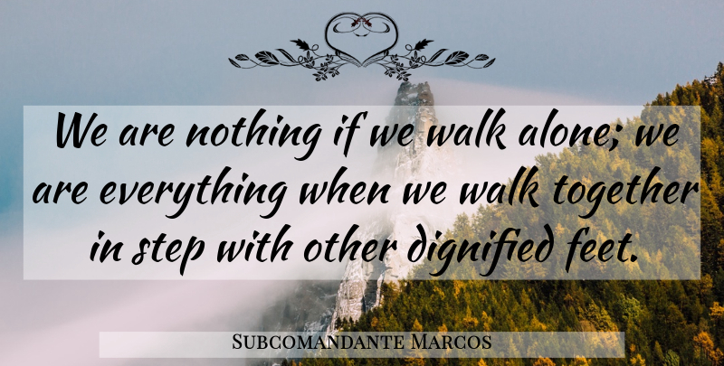 Subcomandante Marcos Quote About Feet, Together, Steps: We Are Nothing If We...