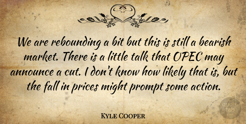 Kyle Cooper Quote About Announce, Bit, Fall, Likely, Might: We Are Rebounding A Bit...