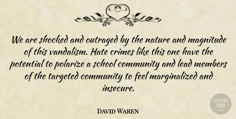 David Waren Quote About Community, Crimes, Hate, Lead, Magnitude: We Are Shocked And Outraged...