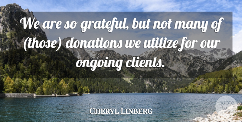 Cheryl Linberg Quote About Donations, Ongoing, Utilize: We Are So Grateful But...