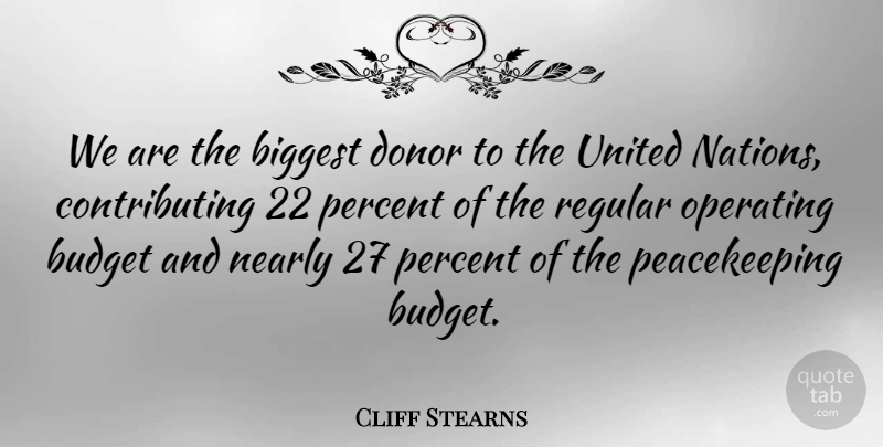 Cliff Stearns Quote About Donors, United Nations, Contributing: We Are The Biggest Donor...