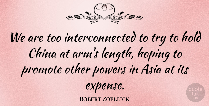 Robert Zoellick Quote About Asia, China, Hold, Hoping, Powers: We Are Too Interconnected To...