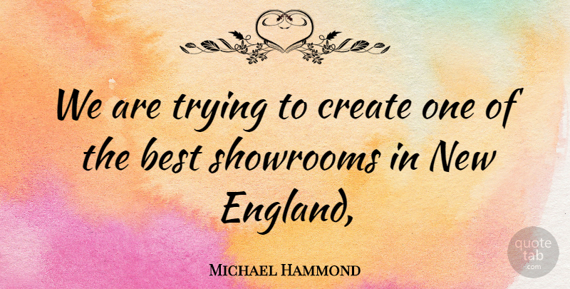 Michael Hammond Quote About Best, Create, England, Trying: We Are Trying To Create...
