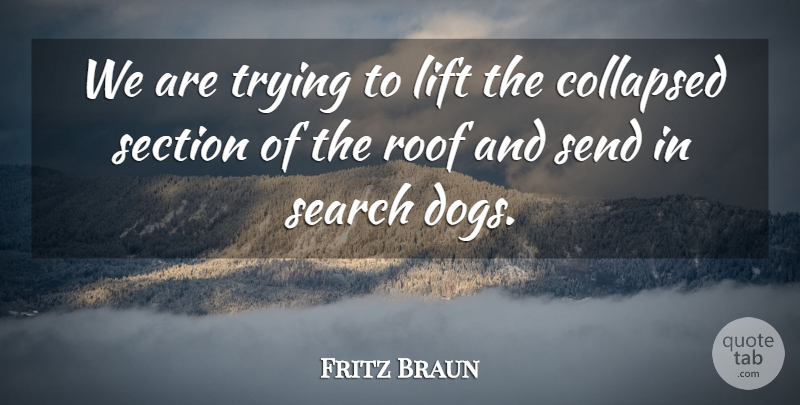 Fritz Braun Quote About Collapsed, Lift, Roof, Search, Section: We Are Trying To Lift...