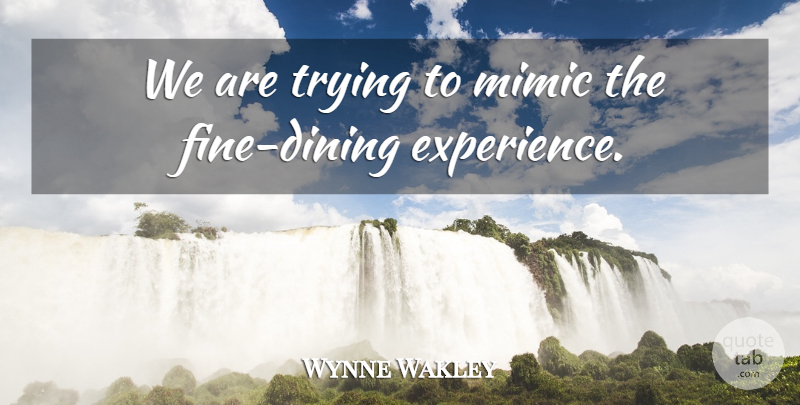 Wynne Wakley Quote About Mimic, Trying: We Are Trying To Mimic...