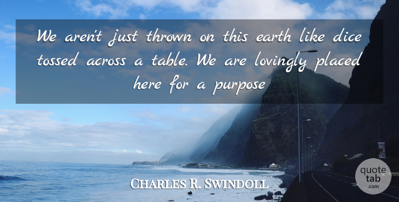 Charles R. Swindoll Quote About Christian, Earth, Tables: We Arent Just Thrown On...