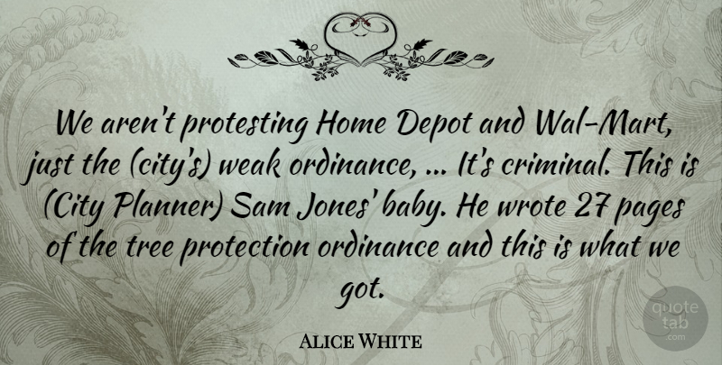Alice White Quote About Home, Ordinance, Pages, Protection, Protesting: We Arent Protesting Home Depot...