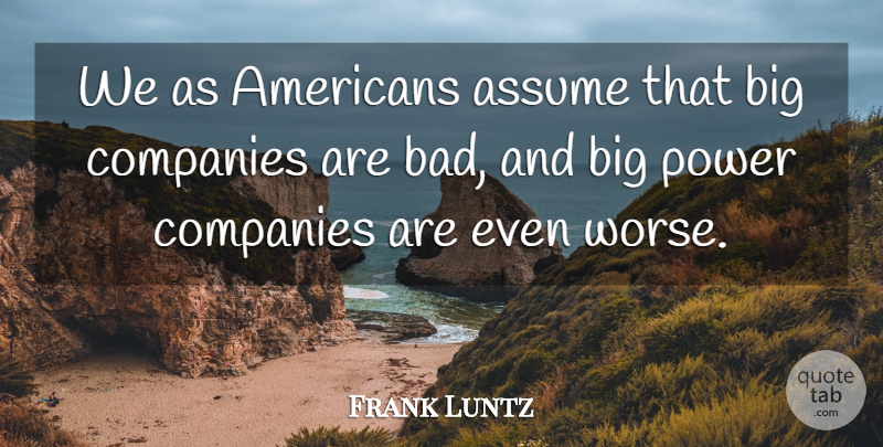 Frank Luntz Quote About Companies, Power: We As Americans Assume That...