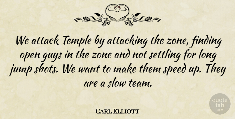Carl Elliott Quote About Attack, Attacking, Finding, Guys, Jump: We Attack Temple By Attacking...
