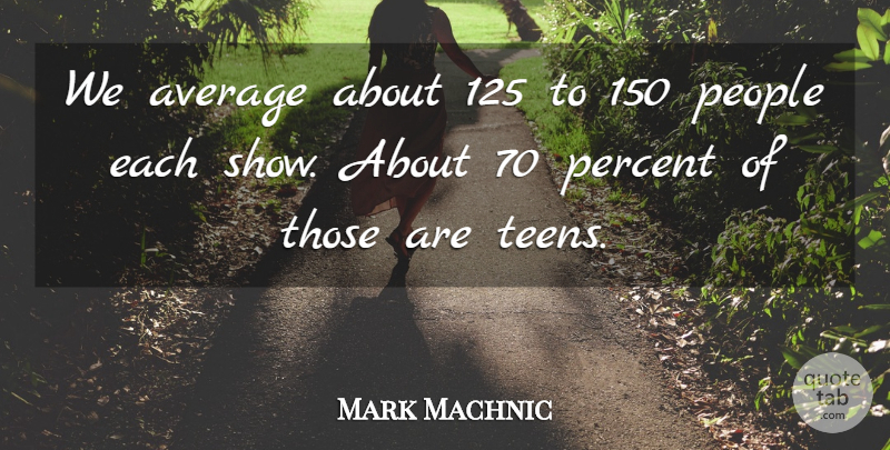Mark Machnic Quote About Average, People, Percent: We Average About 125 To...
