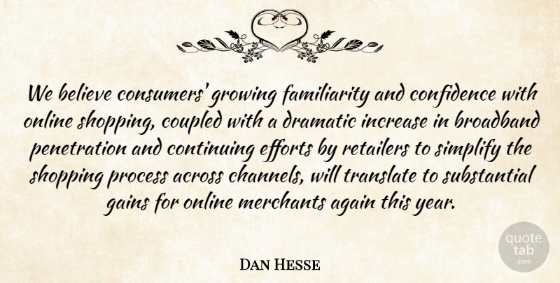 Dan Hesse Quote About Across, Again, Believe, Broadband, Confidence: We Believe Consumers Growing Familiarity...