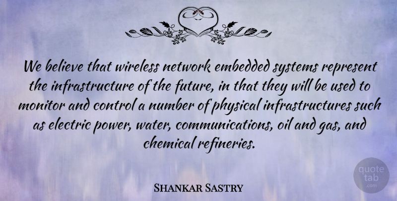 Shankar Sastry Quote About Believe, Chemical, Control, Electric, Embedded: We Believe That Wireless Network...