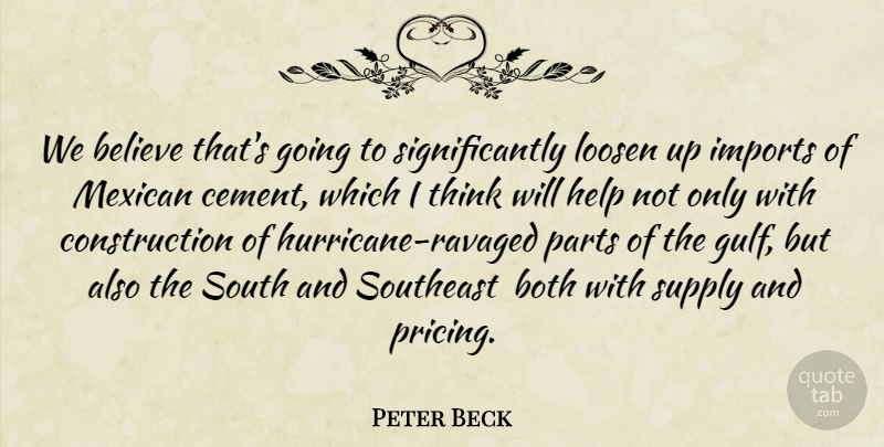 Peter Beck Quote About Believe, Both, Help, Imports, Loosen: We Believe Thats Going To...