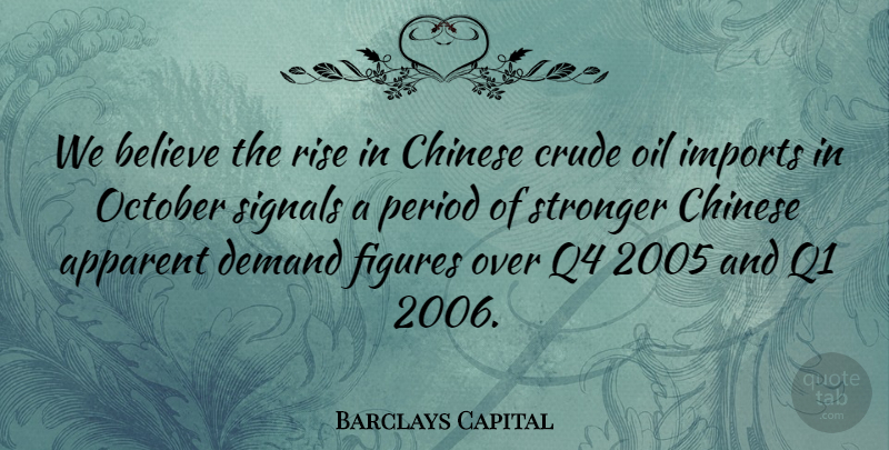 Barclays Capital Quote About Apparent, Believe, Chinese, Crude, Demand: We Believe The Rise In...