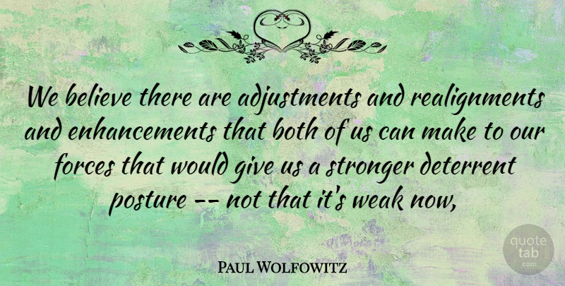 Paul Wolfowitz Quote About Believe, Both, Deterrent, Forces, Posture: We Believe There Are Adjustments...