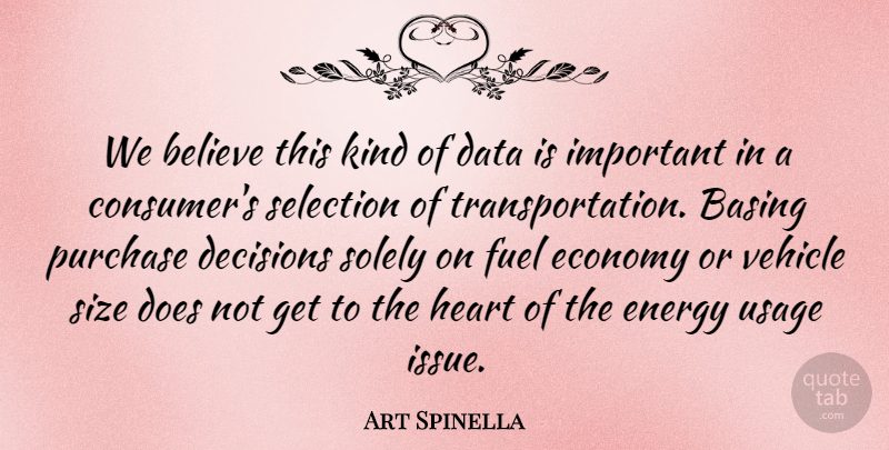 Art Spinella Quote About Believe, Data, Decisions, Economy, Energy: We Believe This Kind Of...