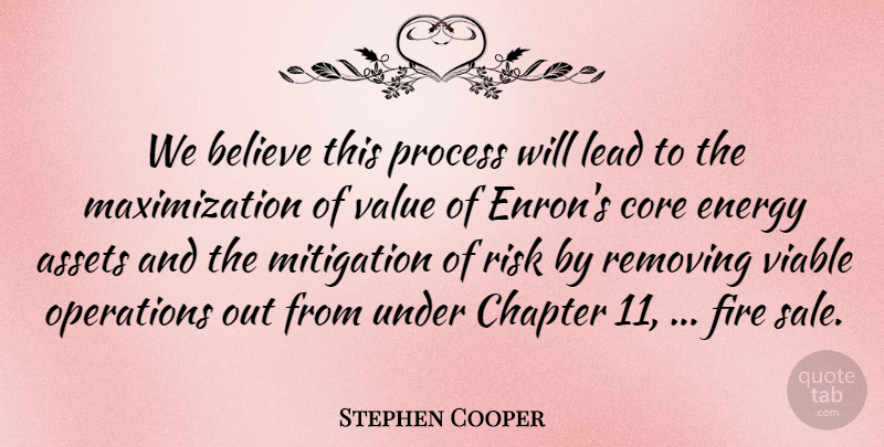 Stephen Cooper Quote About Assets, Believe, Chapter, Core, Energy: We Believe This Process Will...