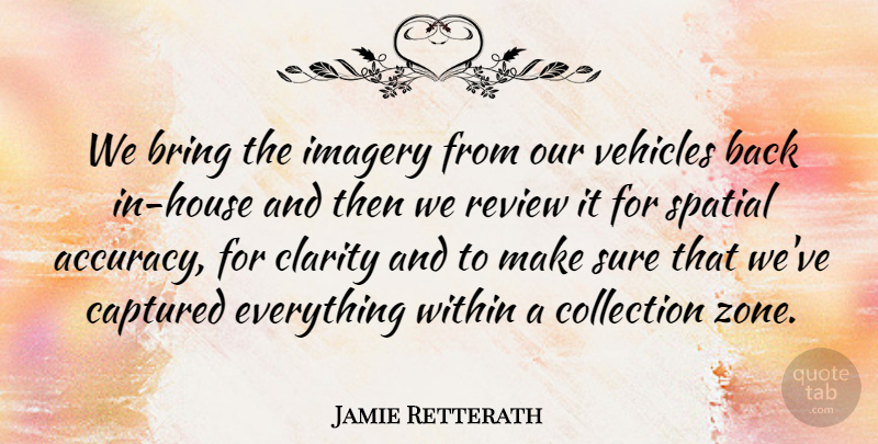 Jamie Retterath Quote About Bring, Captured, Clarity, Collection, Imagery: We Bring The Imagery From...