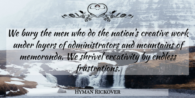 Hyman Rickover Quote About Creativity, Men, Frustration: We Bury The Men Who...