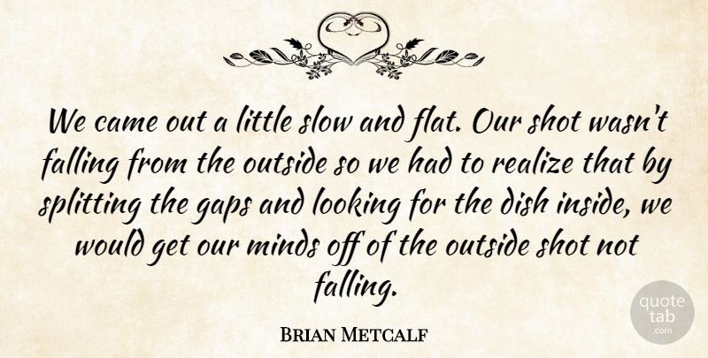 Brian Metcalf Quote About Came, Dish, Falling, Gaps, Looking: We Came Out A Little...