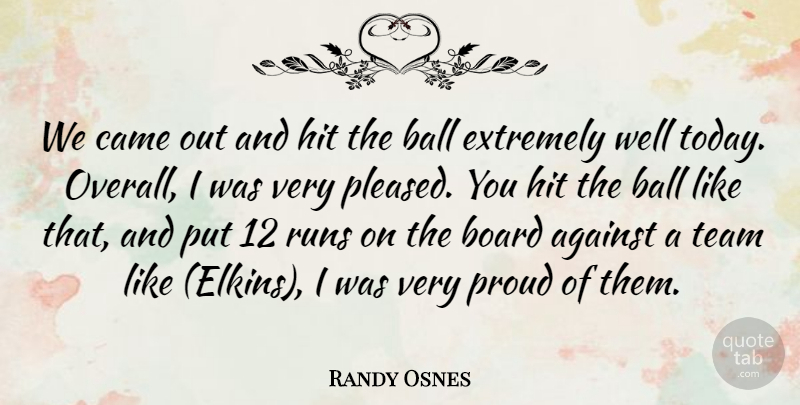 Randy Osnes Quote About Against, Ball, Board, Came, Extremely: We Came Out And Hit...