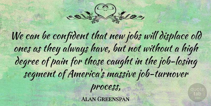 Alan Greenspan Quote About Caught, Confident, Degree, Displace, High: We Can Be Confident That...