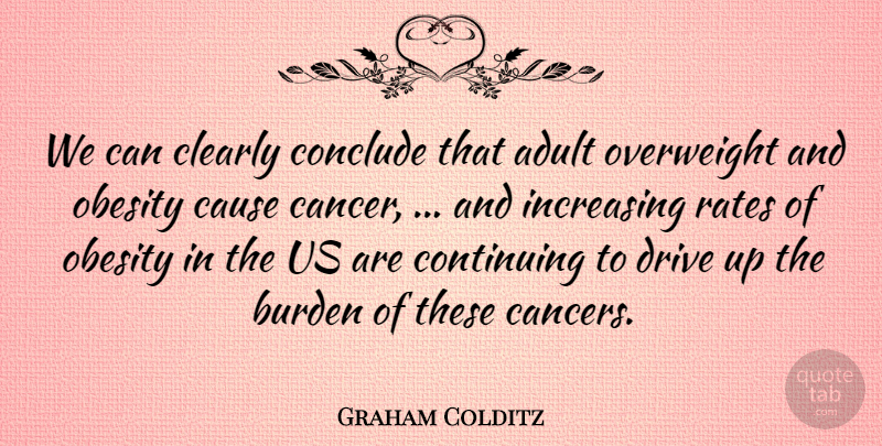 Graham Colditz Quote About Adult, Burden, Cancer, Cause, Clearly: We Can Clearly Conclude That...