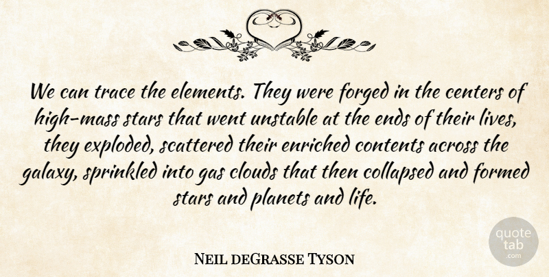 Neil deGrasse Tyson Quote About Stars, Science, Clouds: We Can Trace The Elements...