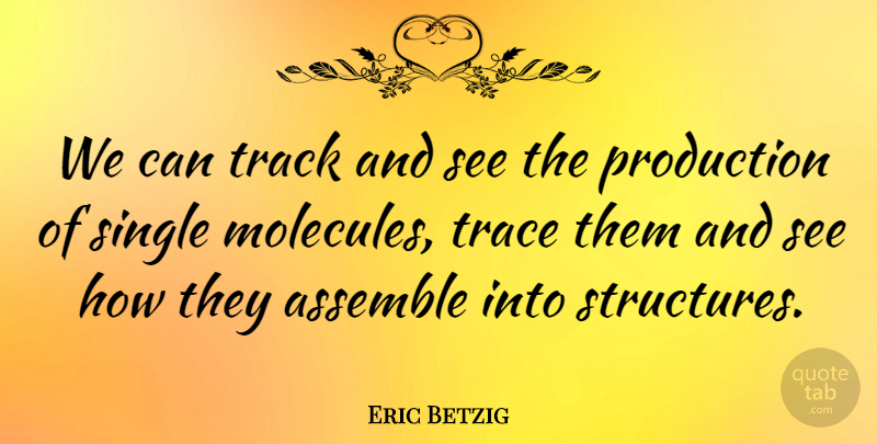 Eric Betzig Quote About Assemble, Trace: We Can Track And See...