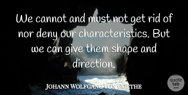 Johann Wolfgang von Goethe Quote About Giving, Shapes, Deny: We Cannot And Must Not...
