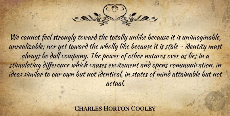 Charles Horton Cooley Quote About Lying, Communication, Ideas: We Cannot Feel Strongly Toward...