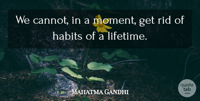 Mahatma Gandhi Quote About Addiction, Moments, Lifetime: We Cannot In A Moment...