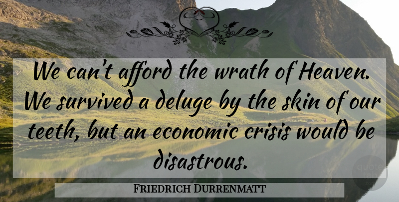 Friedrich Durrenmatt Quote About Wrath, Heaven, Skins: We Cant Afford The Wrath...